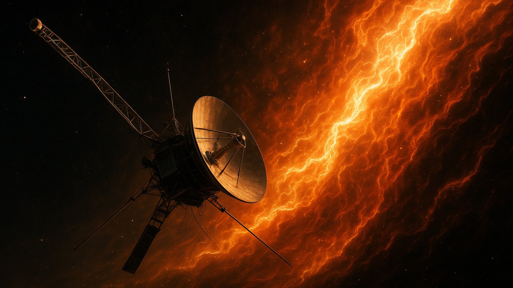 Sonda Voyager orbitando la heliosfera. Foto: ilustración propia.