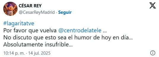 Opiniones de espectadores en redes sociales en el estreno de La Garita, el sustituto de La Revuelta (X).