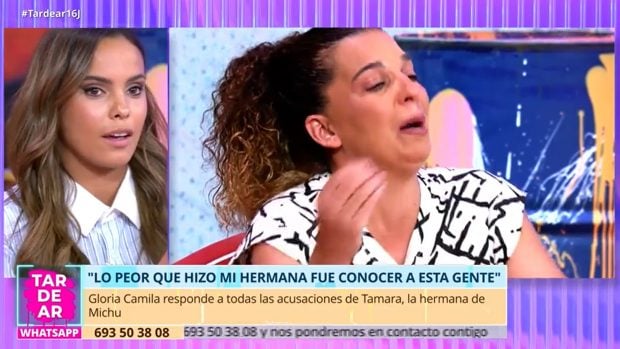 Gloria Camila, contundente con el equipo de TardeAR. (Mediaset)