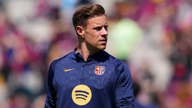 Ter Stegen, en un calentamiento con el Barça. (Getty Images)