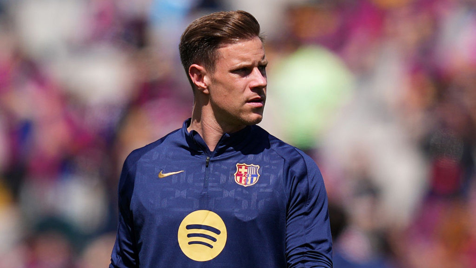 Ter Stegen, en un calentamiento con el Barça. (Getty Images)
