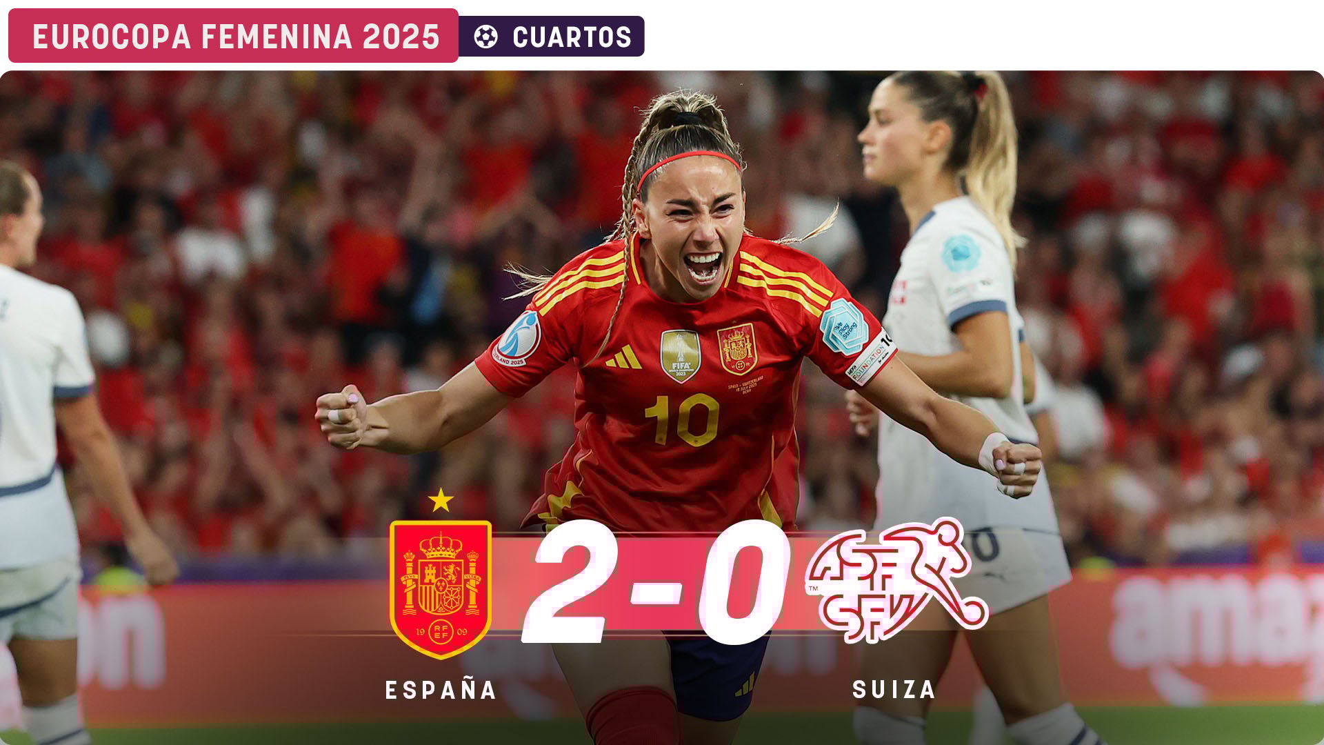 España derrotó a Suiza en cuartos.