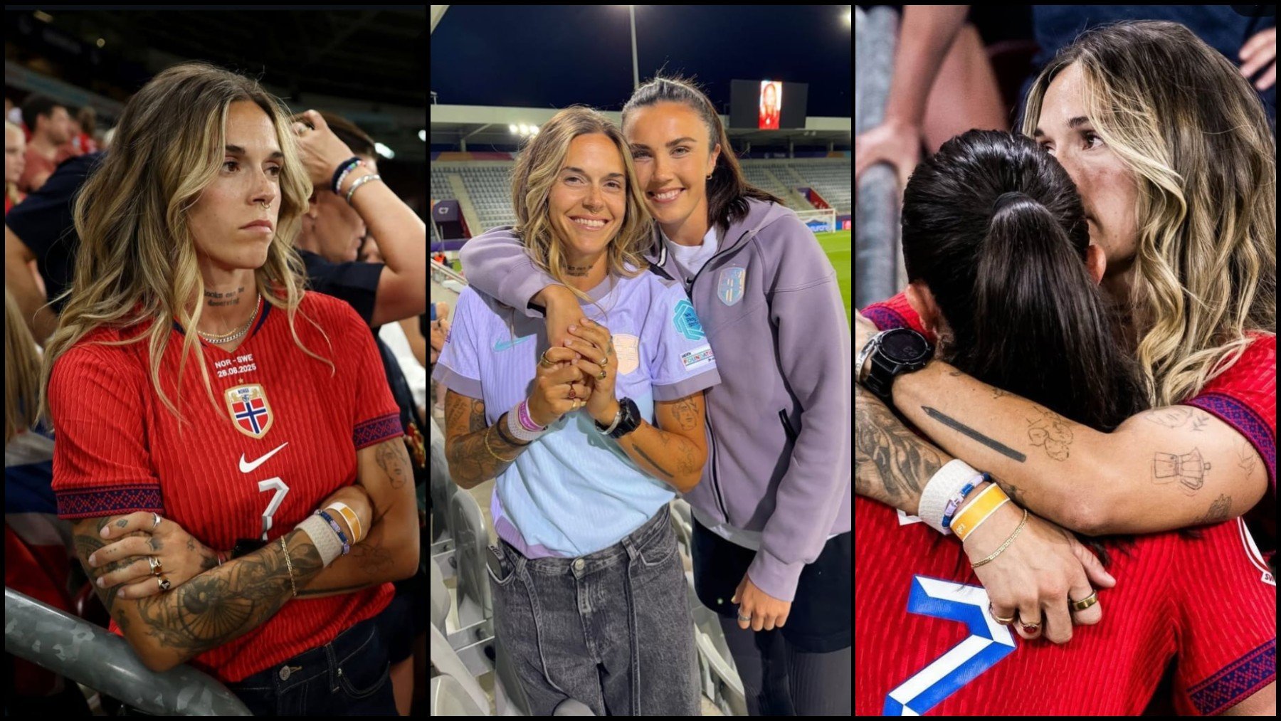 Mapi León, en varios momentos de su viaje a la Eurocopa Femenina.