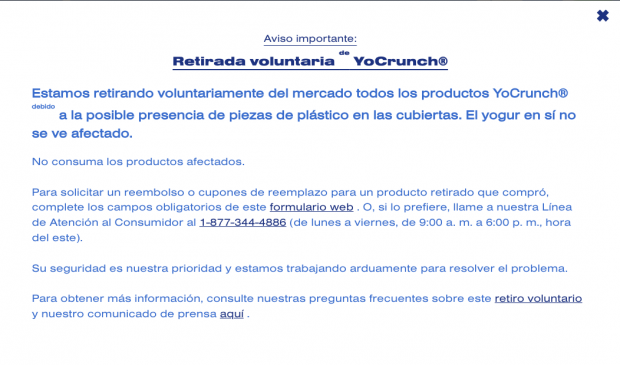 Alerta Danone plástico yogures retirada