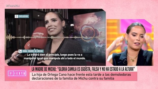 Gloria Camila reacciona a las nuevas declaraciones de la madre de Michu. (Mediaset)