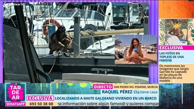 El equipo de TardeAR localiza a Maite Galdeano. (Mediaset)