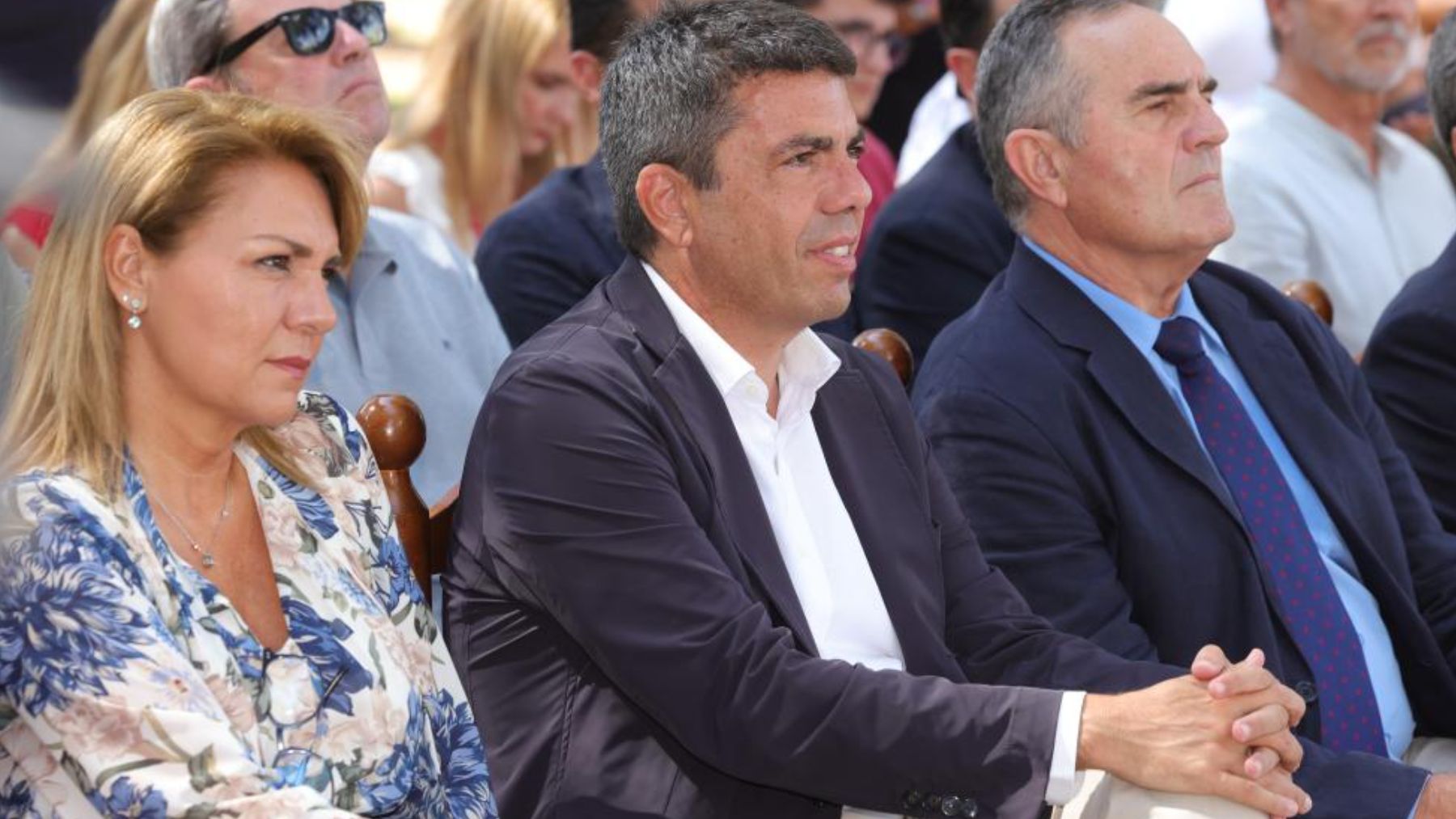 Carlos Mazón, este martes, con sus dos vicepresidentes: Susana Camarero y Gan Pampols.