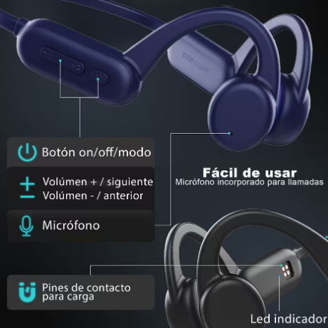 Auriculares bluetooth y mp3 acuático conducción ósea, decathlon