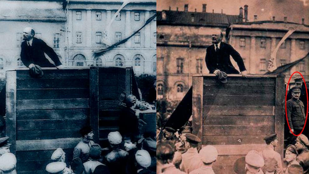 Stalin mandó borrar a sus opositores en la mítica imagen de Lenin.