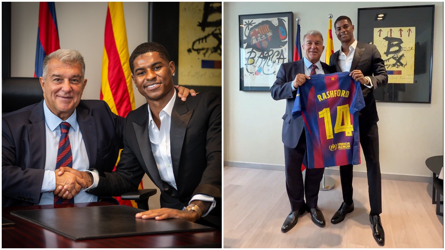 Rashford junto a Laporta.