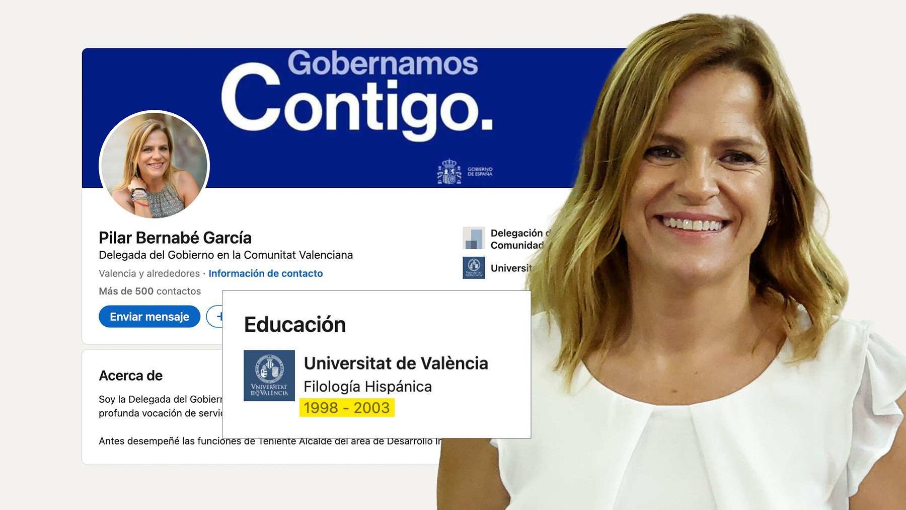 La licenciada ‘fake’ del PSOE Pilar Bernabé miente sobre su currículum en Linkedin: no es filóloga
