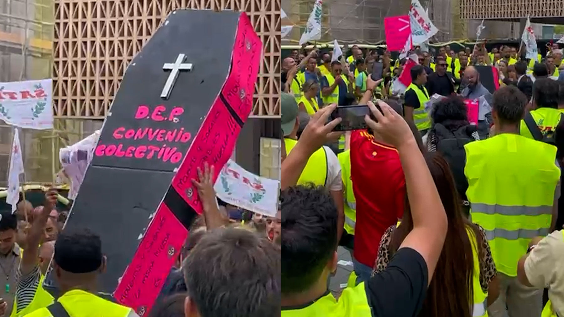 La huelga indefinida del TIB arranca en Mallorca con una performance bajo el lema ‘DEP convenio colectivo’