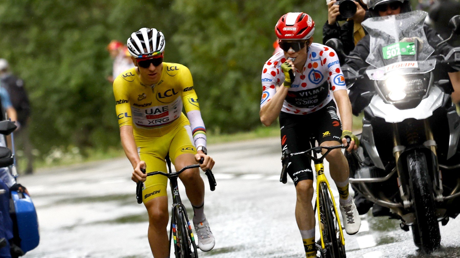 Pogacar y Vingegaard. (EFE)