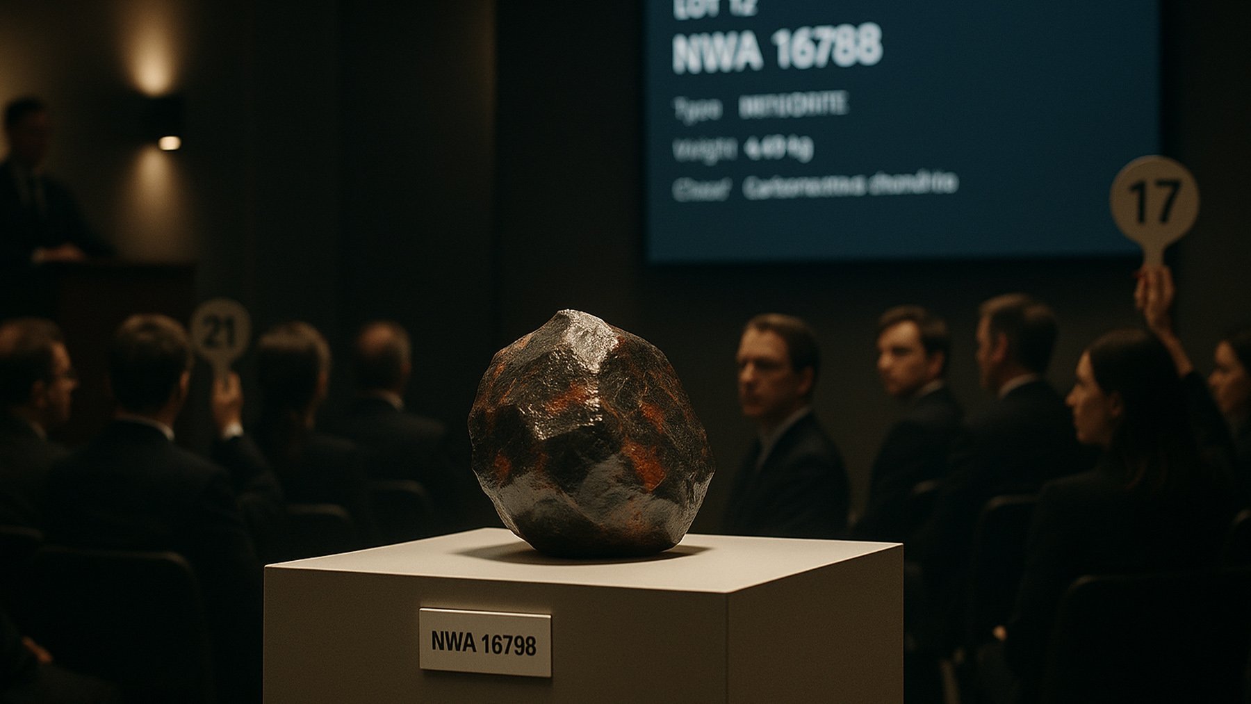 Subasta de un meteorito. Foto: ilustración propia.