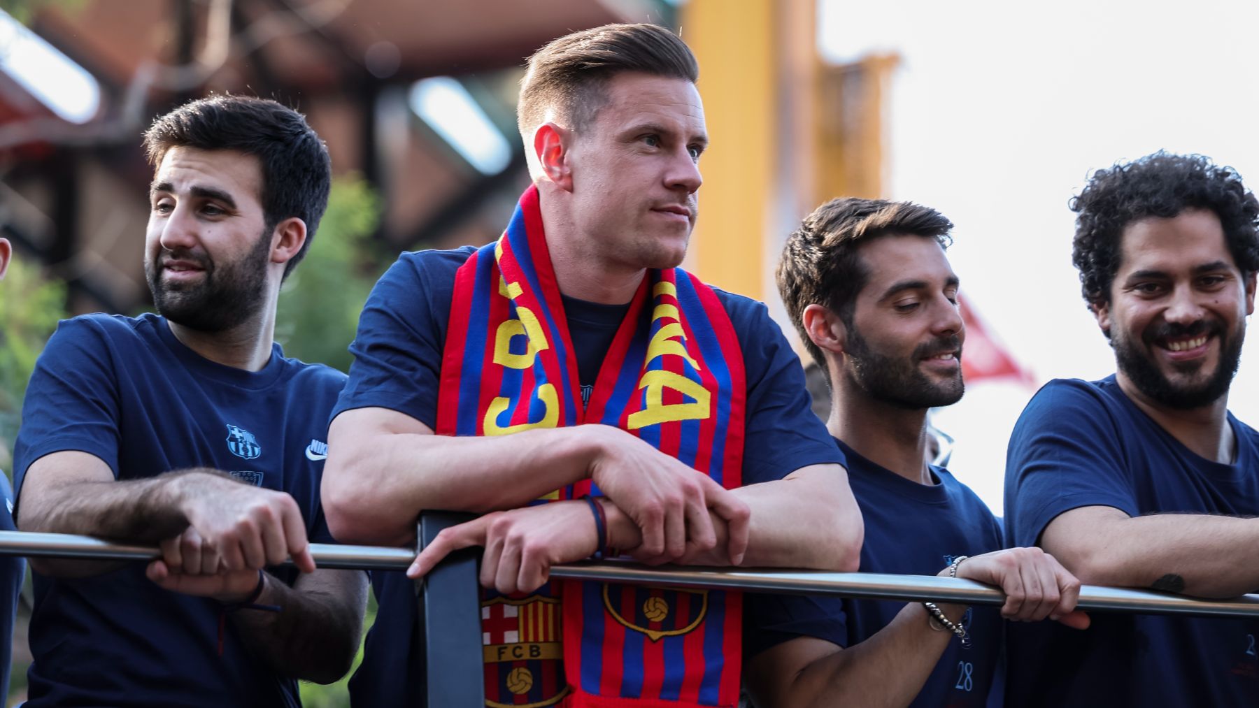 Ter Stegen en la celebración de los títulos del Barça la pasada temporada. (EP)