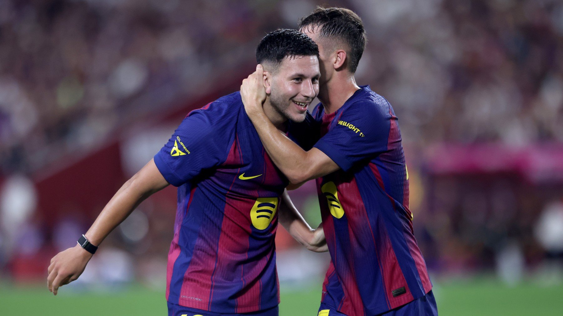 Roony celebra su primer gol con el Barcelona. (Getty)
