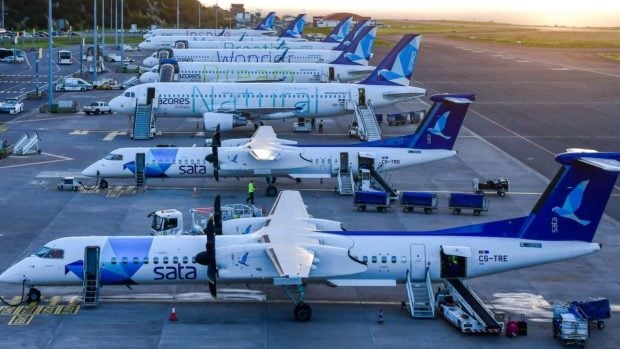 SATA Azores Airlines, aeropuerto Humberto Delgado, base militar Figo Maduro, aeropuerto de Bilbao, Lisboa, Portugal, aterrizaje de emergencia, falsa amenaza de bomba, vuelo, Azores, avión