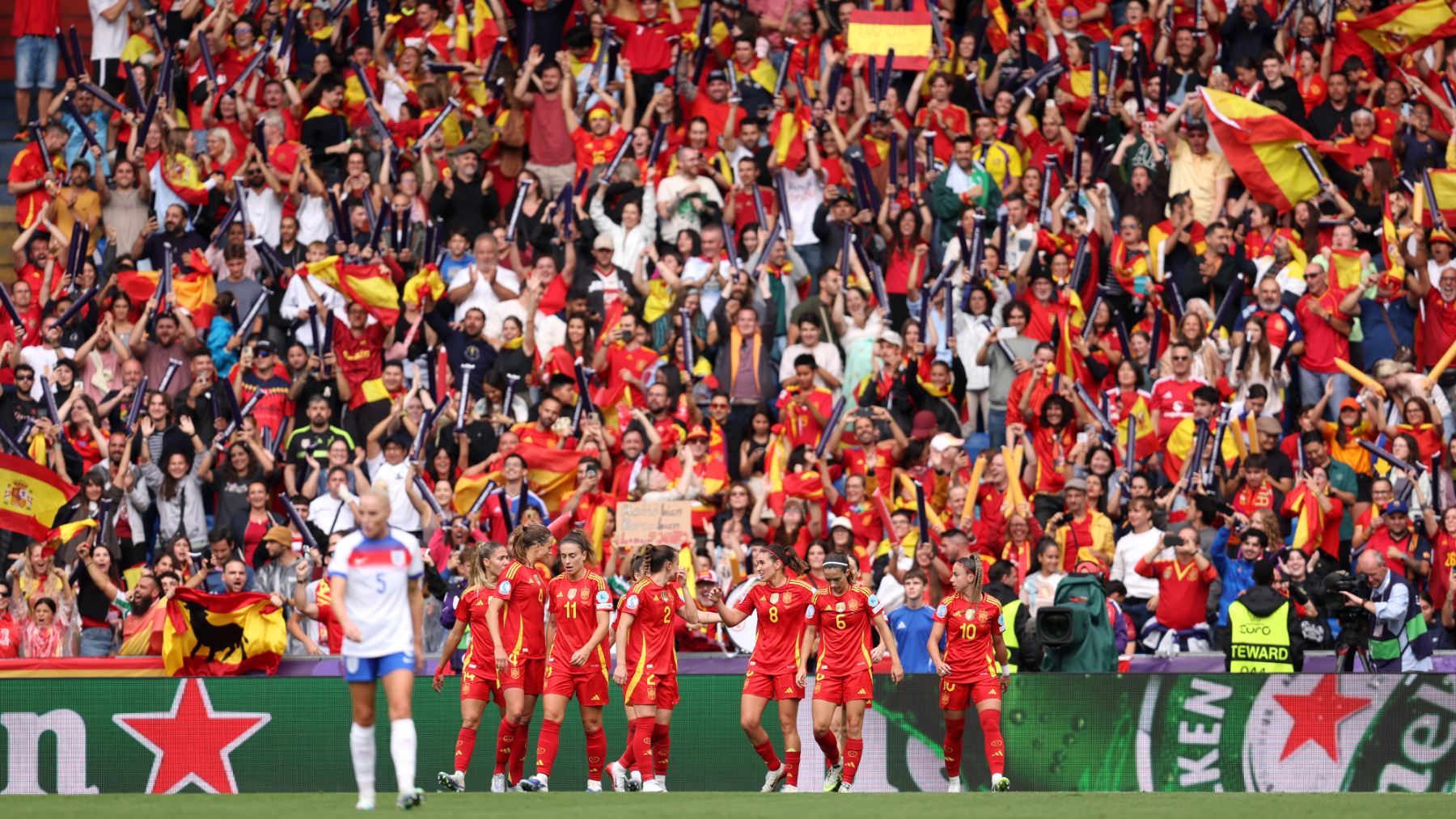 La celebración del gol de la selección española.