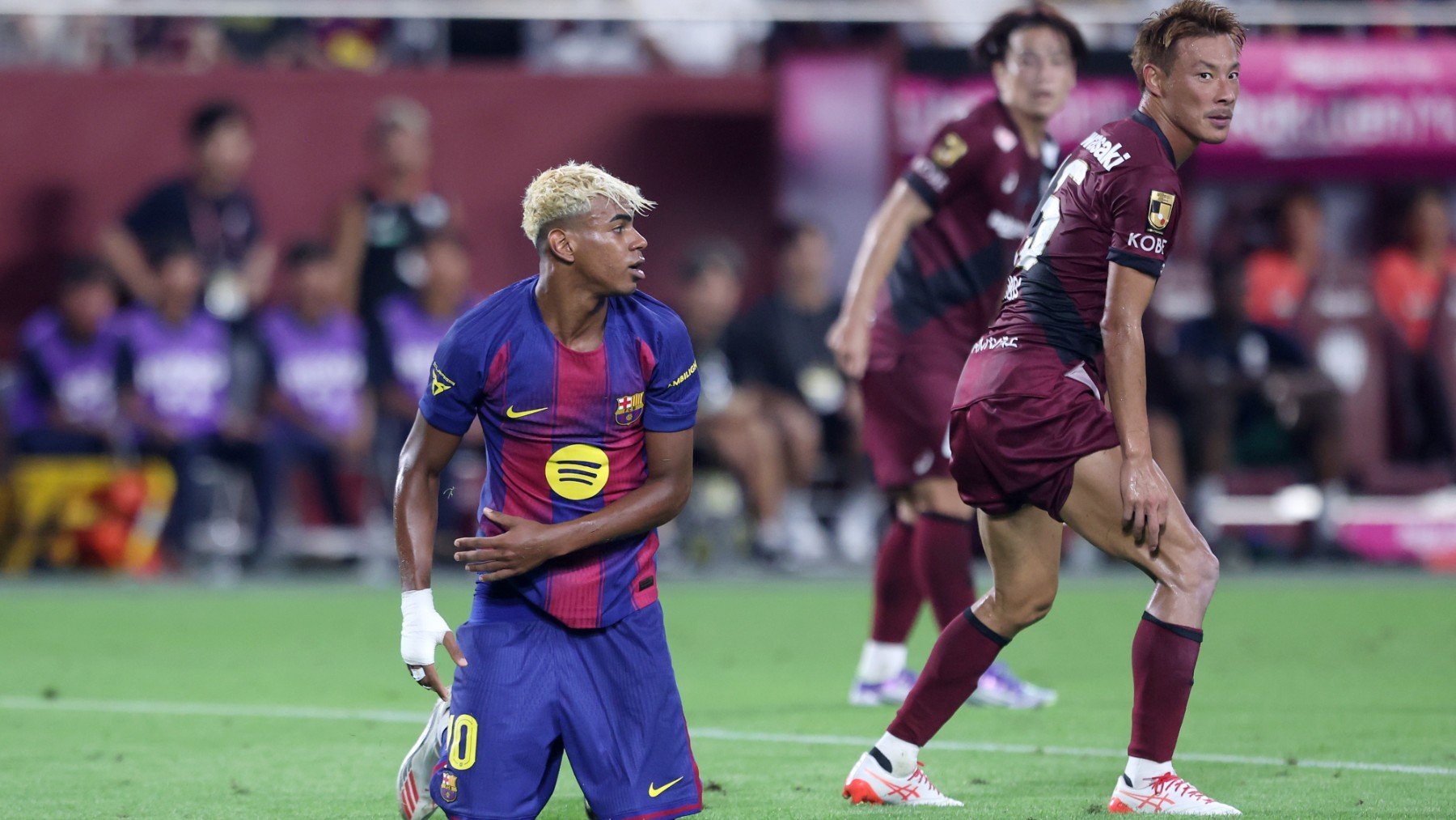 Lamine Yamal en este amistoso en Japón. (Getty)