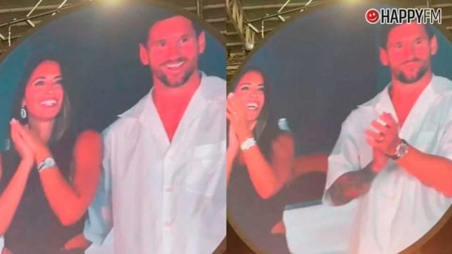 Antonela Roccuzzo y Leo Messi durante el concierto de Coldplay en Miami (X).