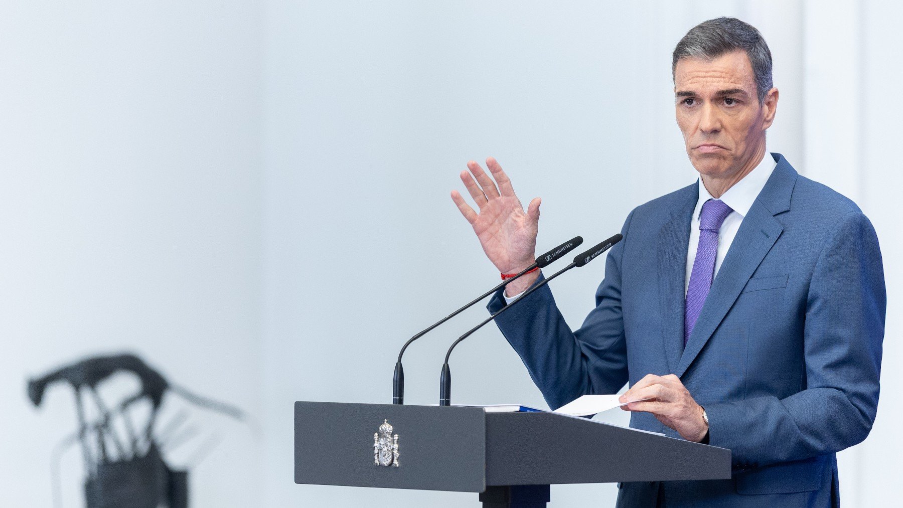 Pedro Sánchez, en su comparecencia. (EP)