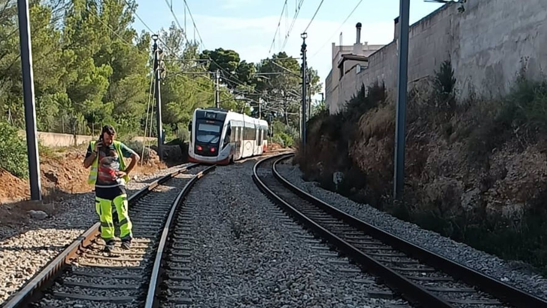 Descarrila un tren cerca de la estación de Marratxí sin causar heridos.