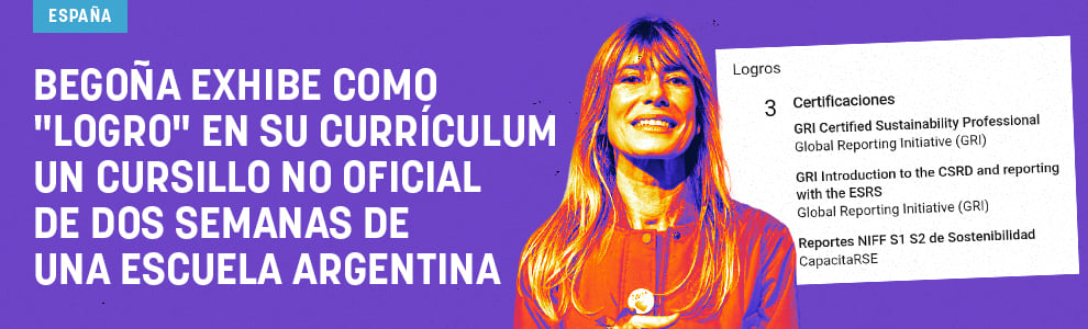 Begoña exhibe como logro en su currículum un cursillo no oficial de dos semanas de una escuela argentina