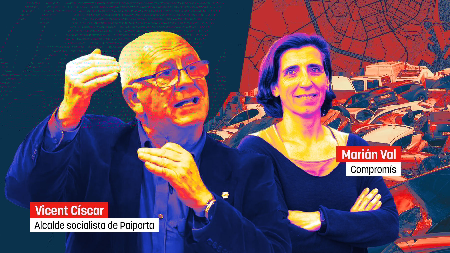 Vicent Císcar, alcalde socialista de Paiporta, y Marián Val, de Compromís.