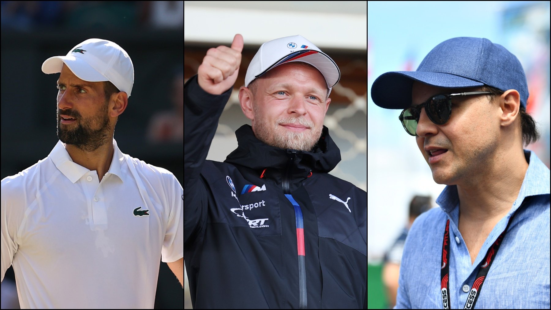 Djokovic, Magnussen y Massa. (Getty)