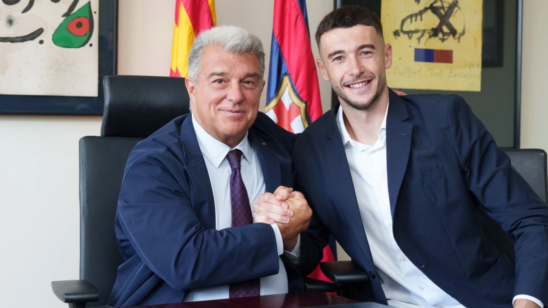 Laporta junto a Joan García.