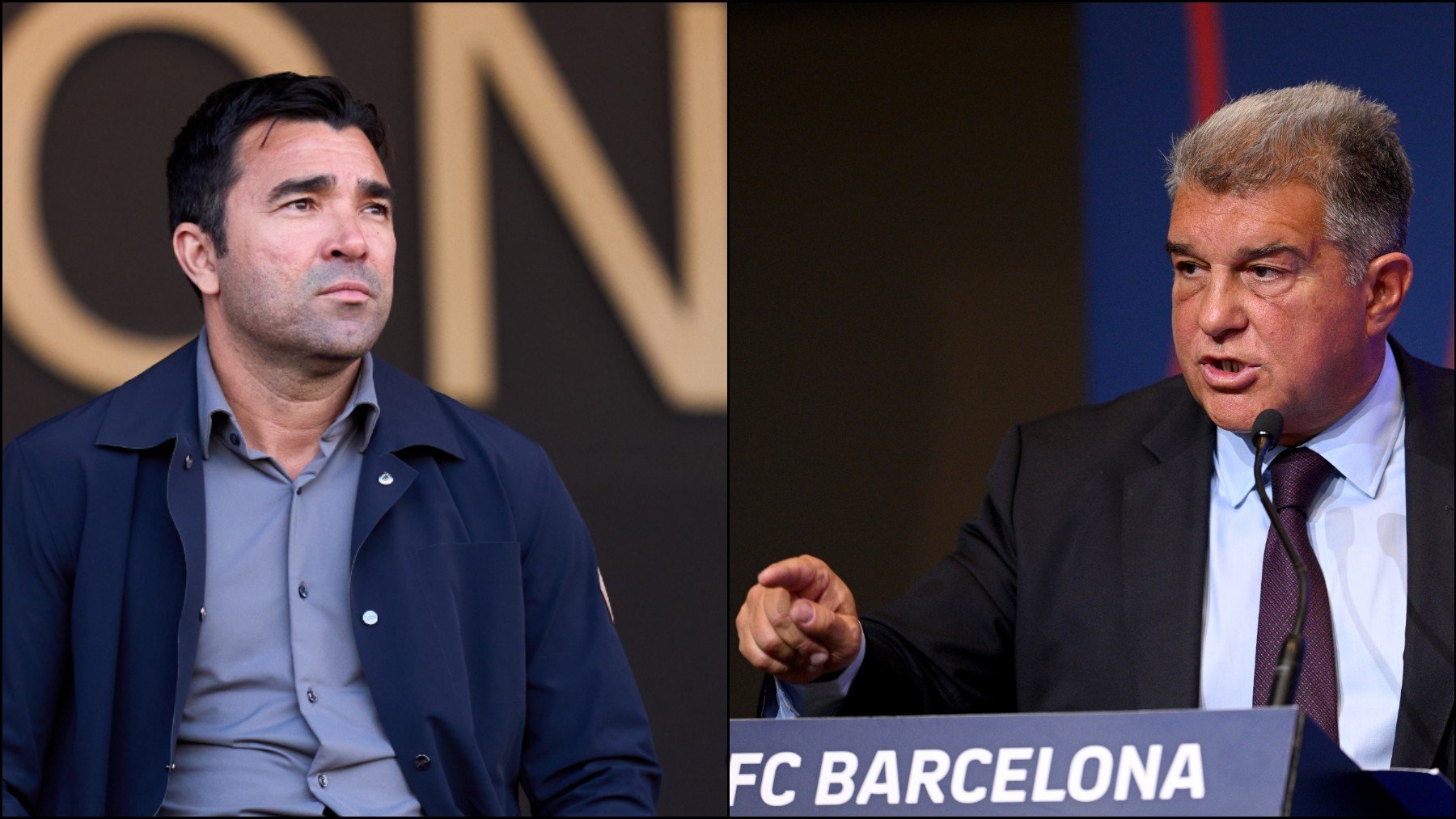 Deco a la izquierda y Laporta a la derecha. (Getty)