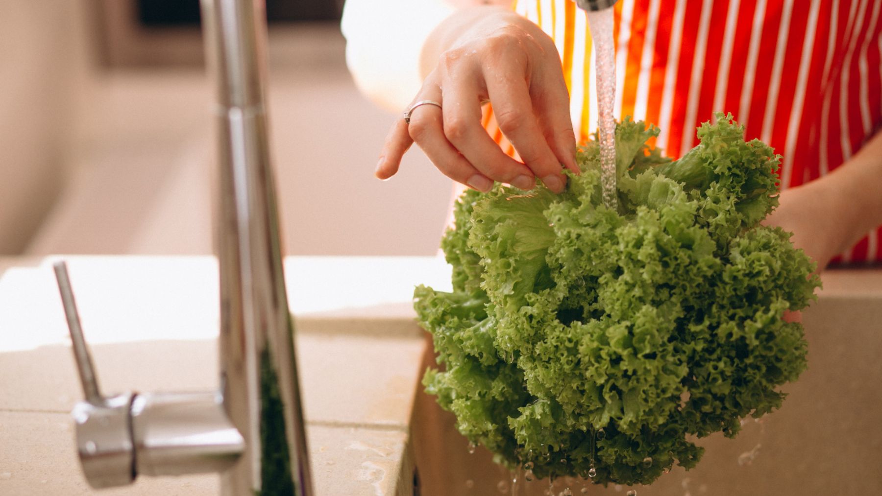 Una persona lavando un brócoli. Foto: Freepik