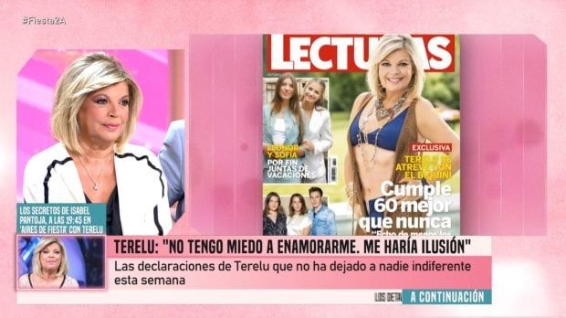 Terelu Campos analiza en Fiesta su portada en Lecturas. (Mediaset)