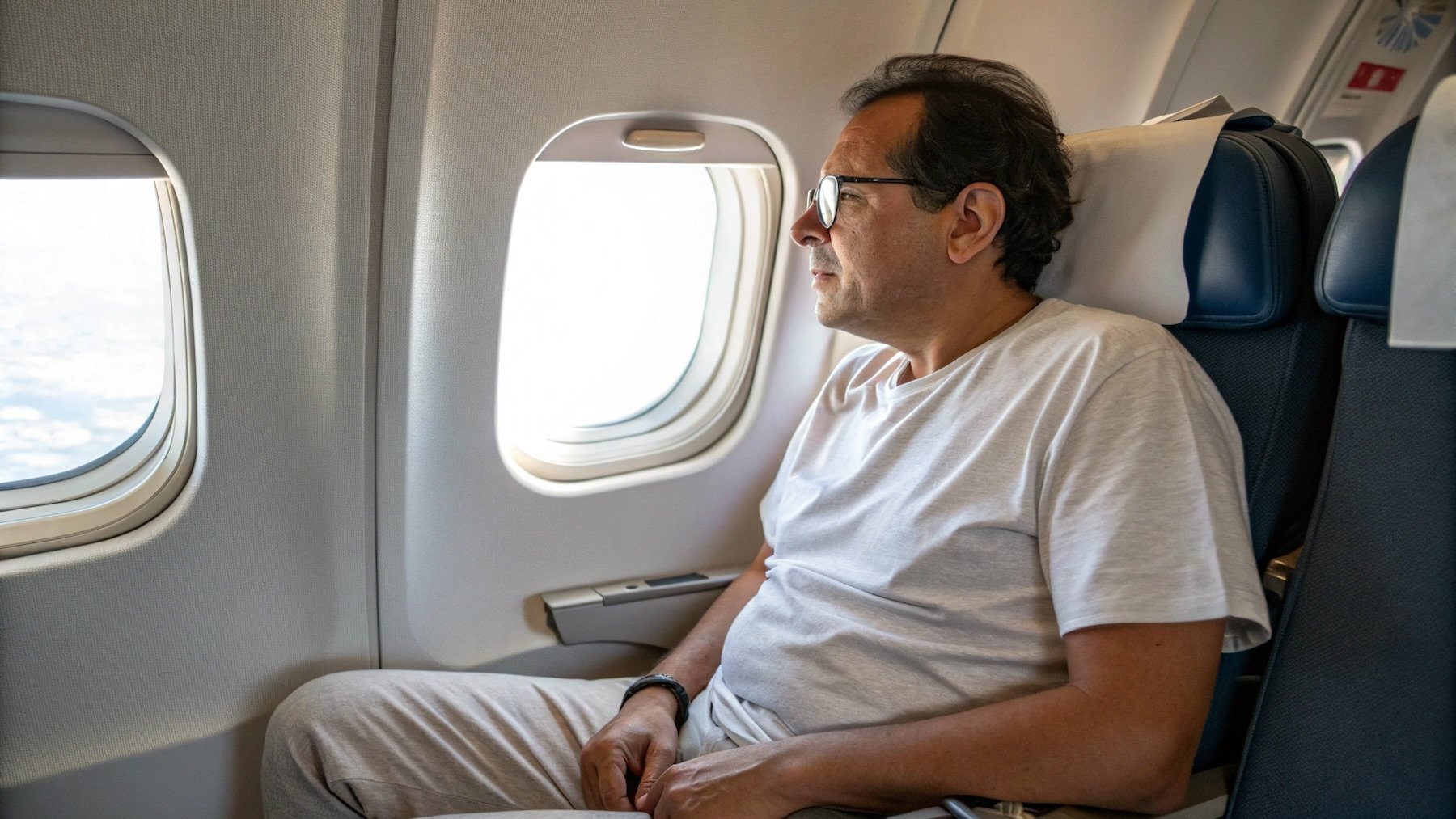 Hombre en un avión.