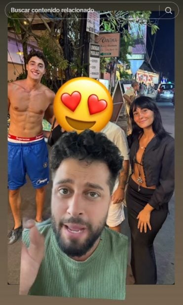 Javi de Hoyos comparte la imagen de Plex y Aitana con una fan en Bali. (TikTok)