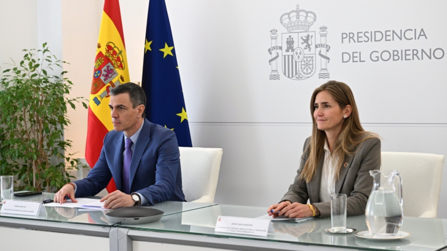 Pedro Sánchez y Sara Aagesen. (Foto: Moncloa)