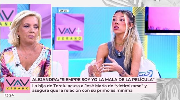 Carmen Borrego escucha las declaraciones de Alejandra Rubio en Vamos a ver. (Mediaset)