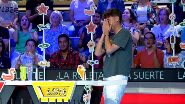 Javier fue al panel final de La ruleta de la suerte con 6375 euros. (Atresmedia)