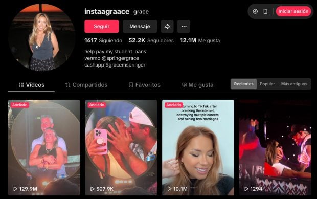 Perfil de TikTok de Grace Springer.