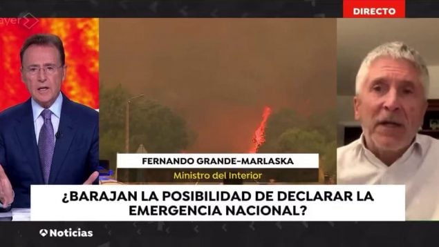 Matías Prats entrevista a Fernando Grande-Marlaska, ministro del Interior, en 'Antena 3 Noticias'.