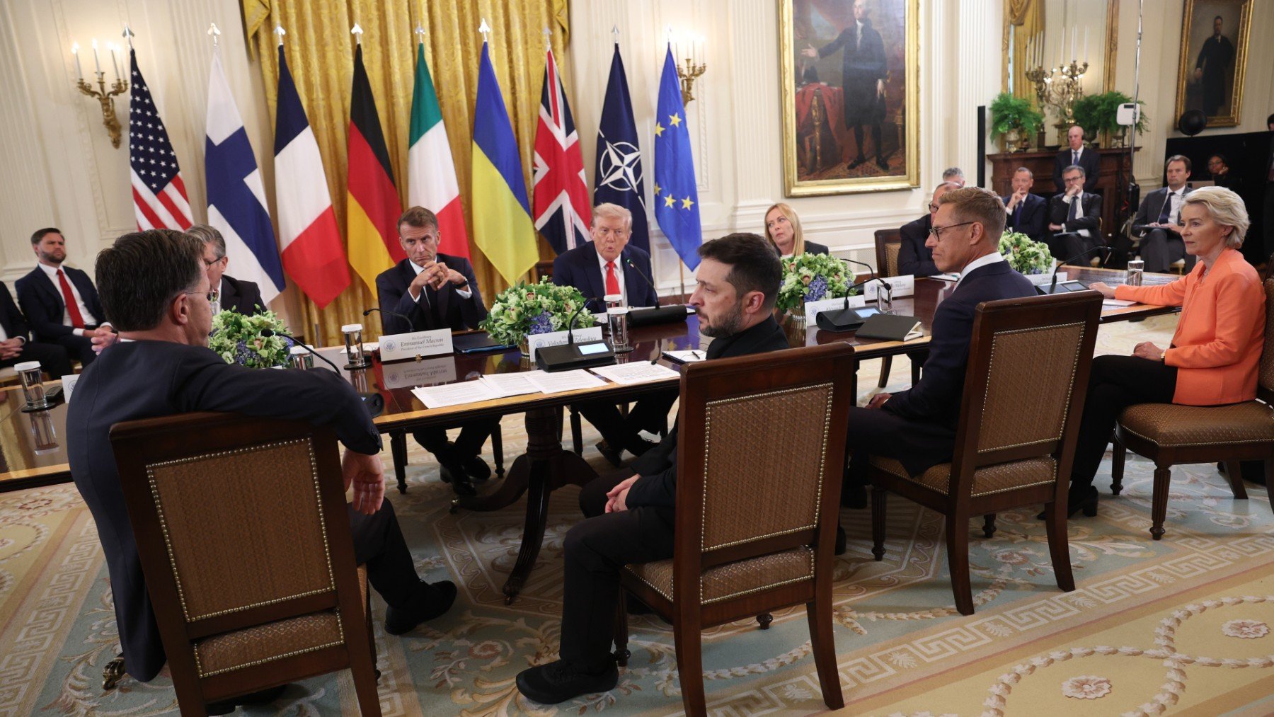 Trump y los líderes europeos en la Casa Blanca. (Foto: Getty Images)