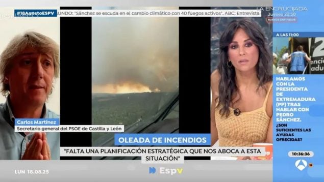 Carlos Martínez, secretario general del PSOE de Castilla y León es entrevistado por Lorena García en 'Espejo Público'.