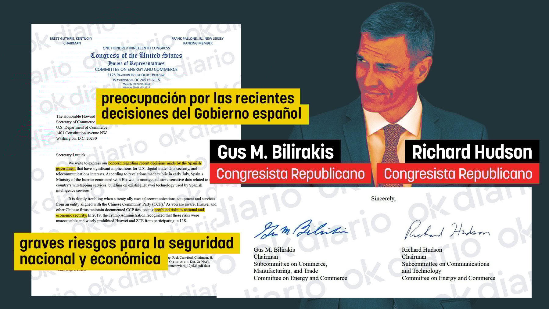 La carta de dos congresistas republicanos al Departamento de Comercio, a la que ha tenido acceso OKDIARIO.