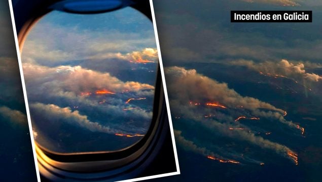 Las apocalípticas imágenes de los incendios en Galicia, vistas desde un avión