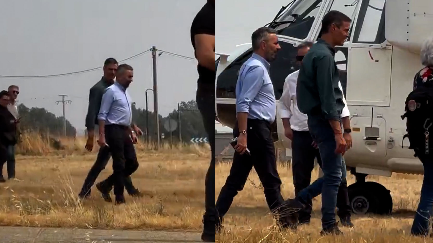 Pedro Sánchez en su visita a Jarilla, en Cáceres.