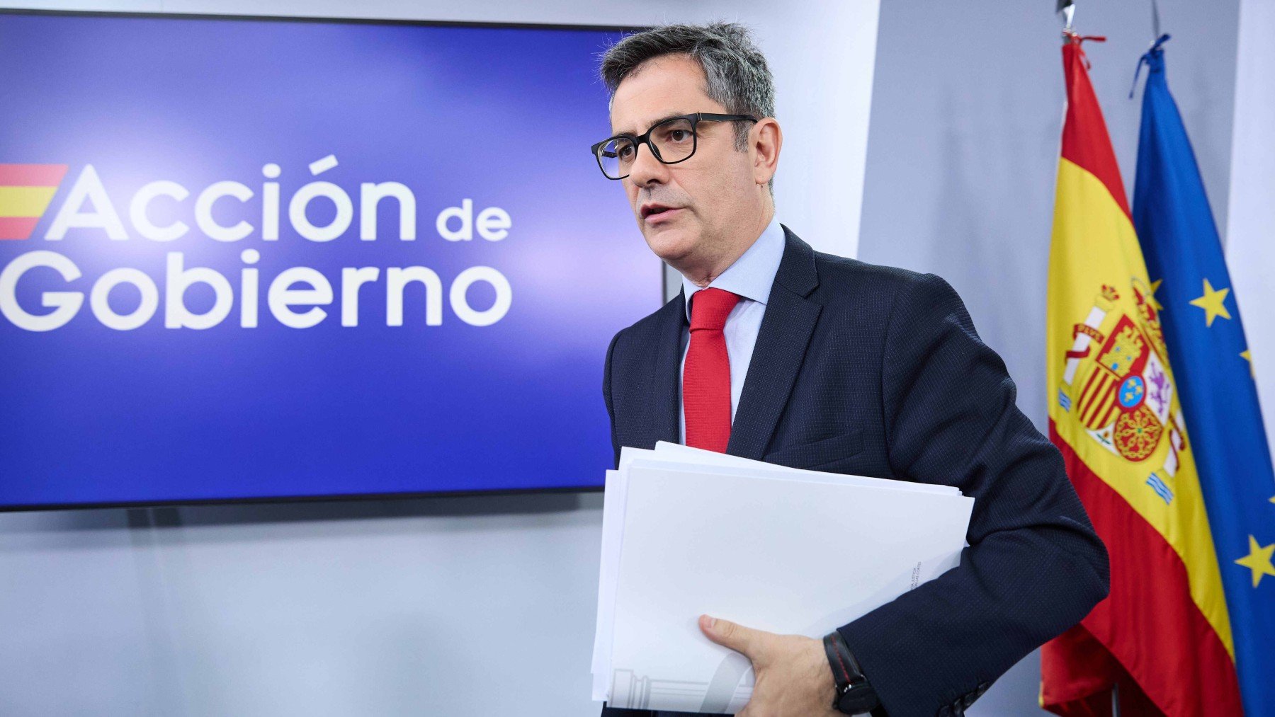Félix Bolaños, tras una comparecencia. (EP)
