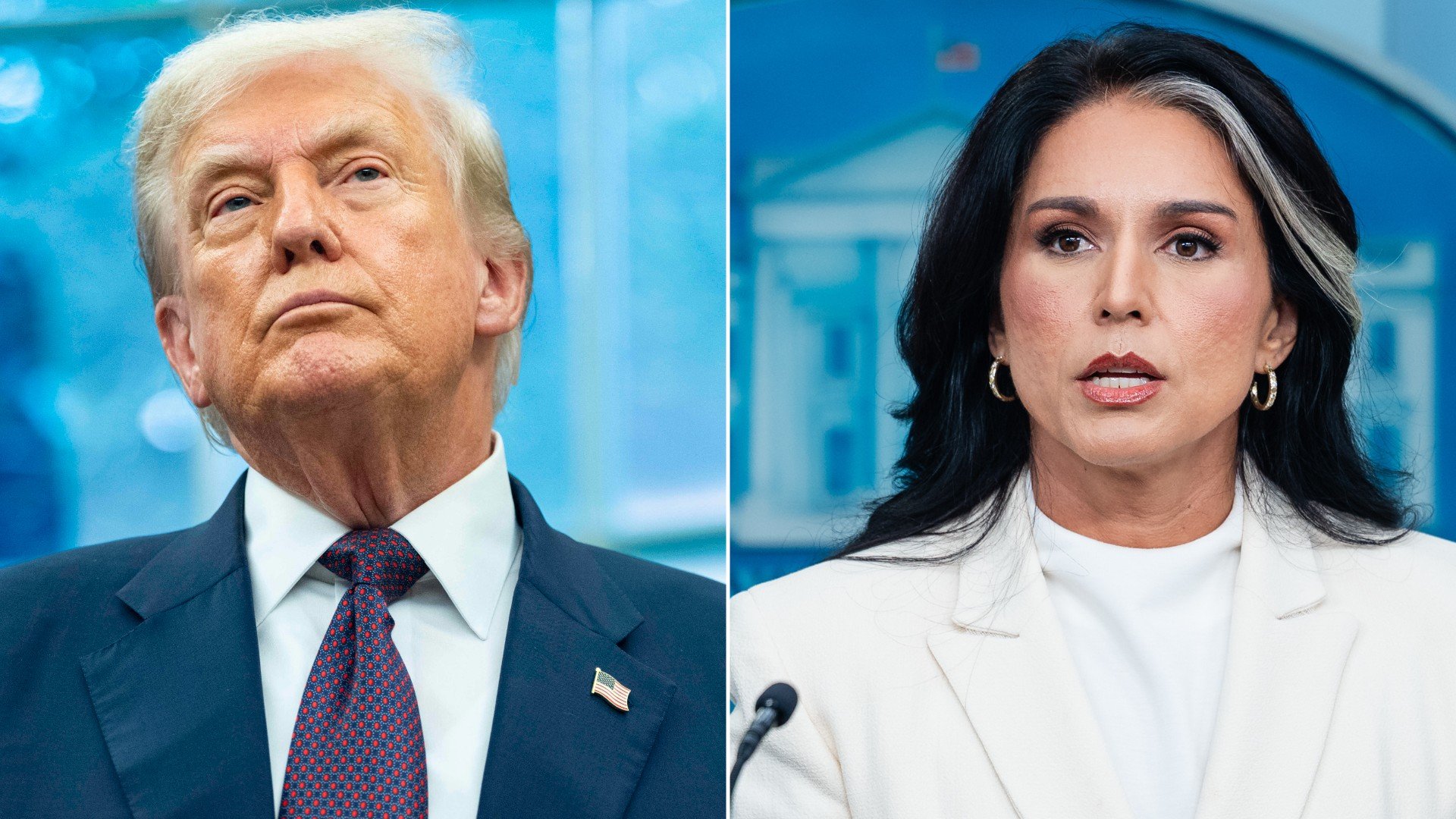 Trump y la directora de inteligencia nacional de Estados Unidos Tulsi Gabbard. (Fotos: Europa Press)