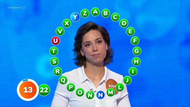 Rosa Rodríguez, concursante de Pasapalabra, durante El Rosco (Atresmedia).