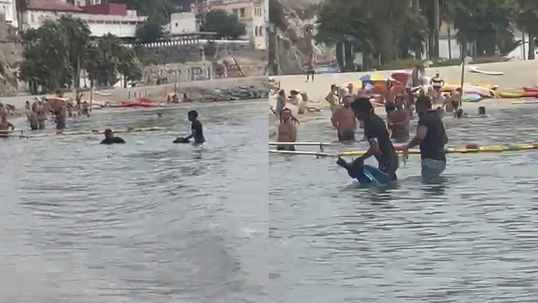 Así llegan a nado inmigrantes ilegales a una playa de Ceuta repleta de bañistas: «Es un goteo diario»