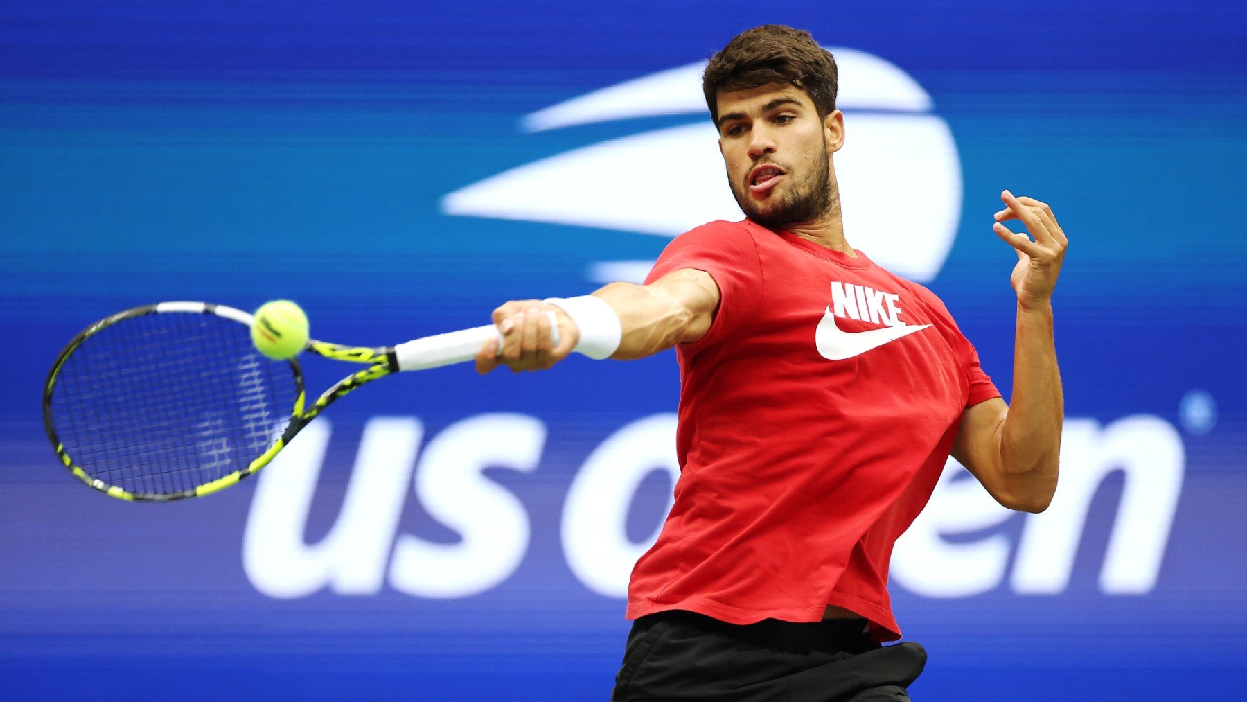 Alcaraz se entrena en las instalaciones del US Open. (Getty)